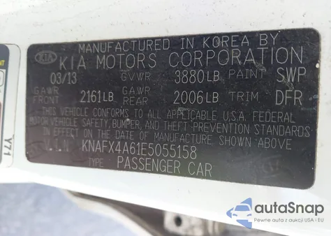 2014 Kia Forte Lx z USA, uszkodzony, nr VIN KNAFX4A61E5055158